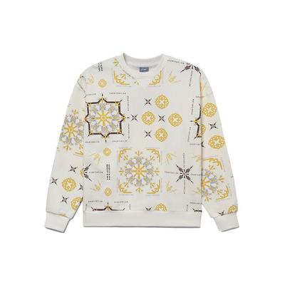 Li Ning CF Wu Xing Series Full Print Ethnic Pattern Loose Pullover Sweatshirt Unisex Sweatshirt Off-White AWDRG13-3