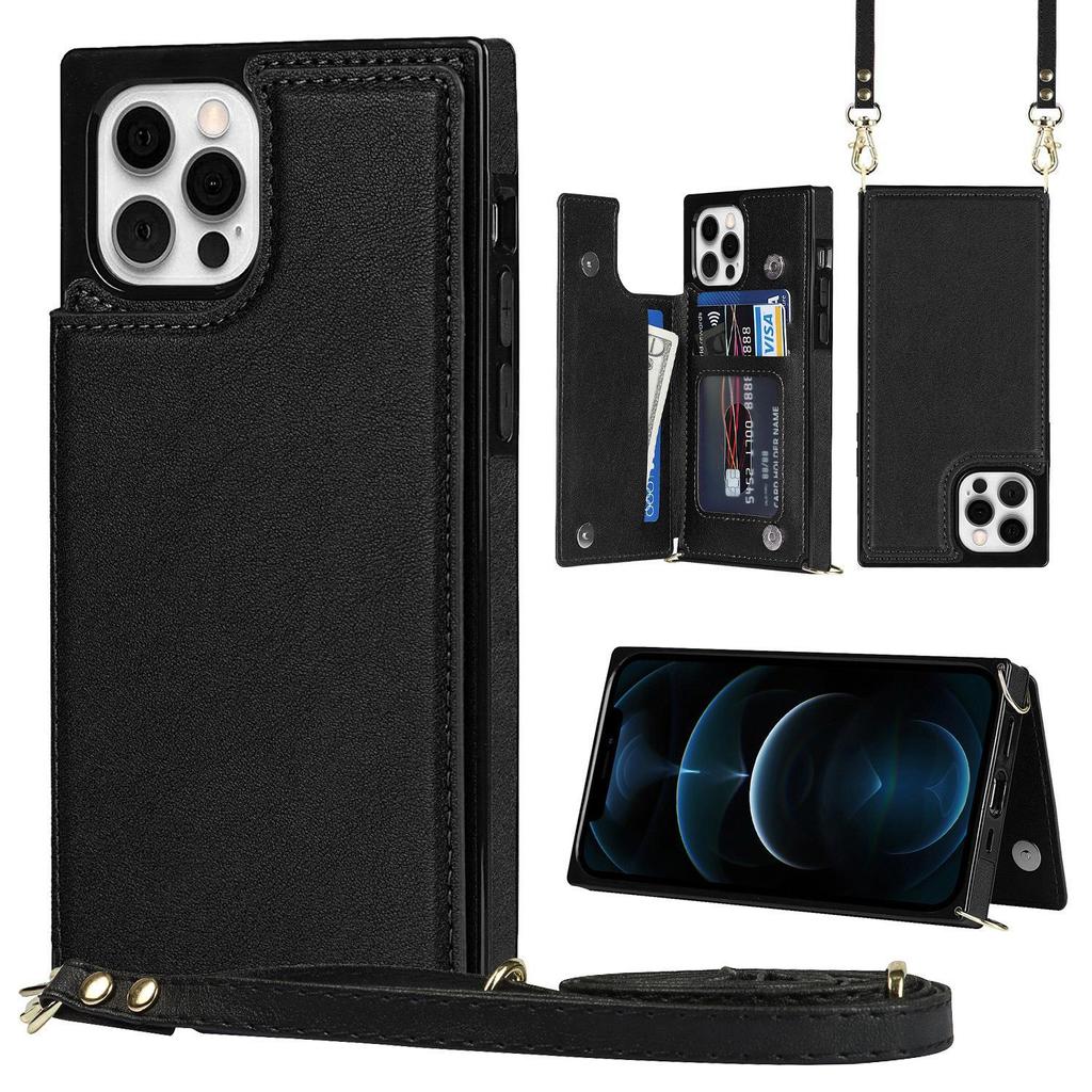 iPhone 14 Crossbody Phone Case with Card Slot for Apple 11/12/13/14 PRO - Women's Leather Protective Cover