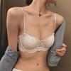 French Lace Gathering Underwear Half Cup Embroidery Soft Steel Ring Bra Thin Cotton Big Chest Small Sexy Bra