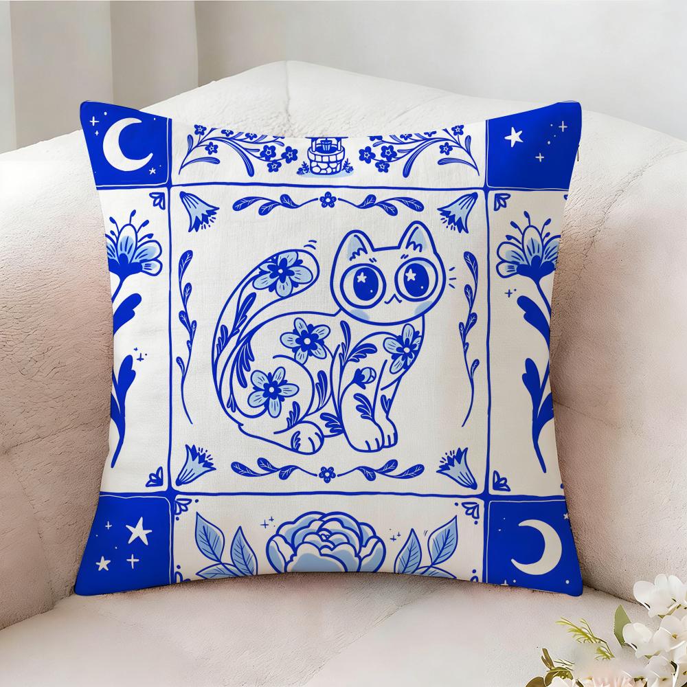 Fashion Cat Cute Pillow Case Pillowcase, Double-sided Printed, Sofa Cushion, Bedroom Headboard Pillow