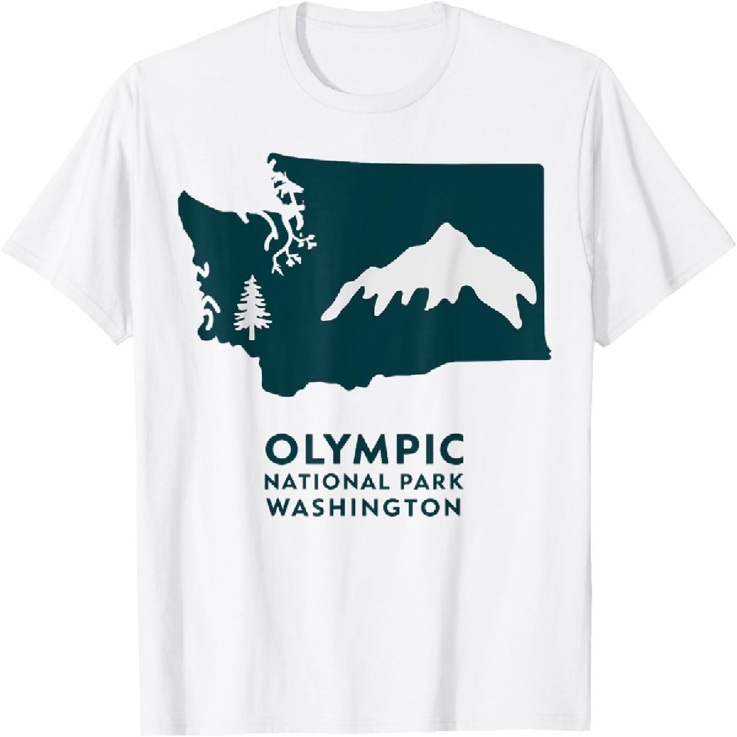 Сувенирная футболка с изображением побережья и леса Национального парка Олимпик XXXXXL белый