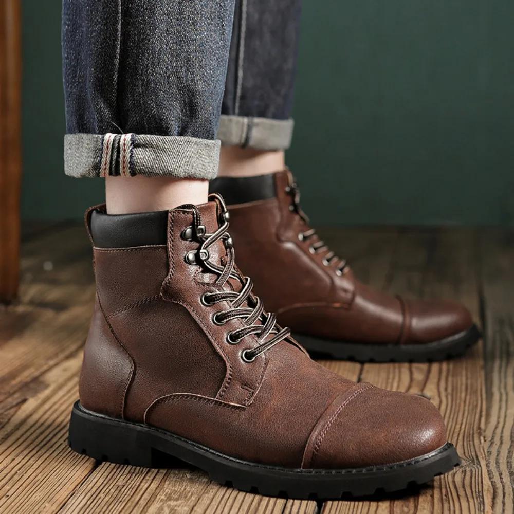 Новые мужские ботинки Трендовая мужская обувь Осенняя и зимняя обувь Мужские ботильоны — фото 7