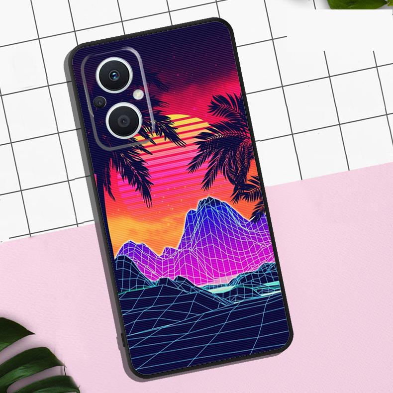 Synthwave Retro 80s Neon Case For OPPO Reno 13F 12F 11F 8T 7 8 10 11 12 13 Pro OPPO Find X8 X6 Pro X3 X5 Lite Cover