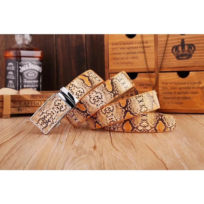 Snake Cowhide Genuine Leather Automatic Buckle Strap 2020 New Hot Ceintures Mens Belts Luxury Designer High Quality Novel Cowboy