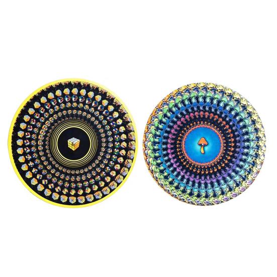 2/3 Peças Slipmat Animado Zoetrope 12 polegadas Ilusão Óptica Tapete de Toca-discos Slipmat de Vinil Animado com Efeito de Movimento Zoetrope Disco Visual Cinético