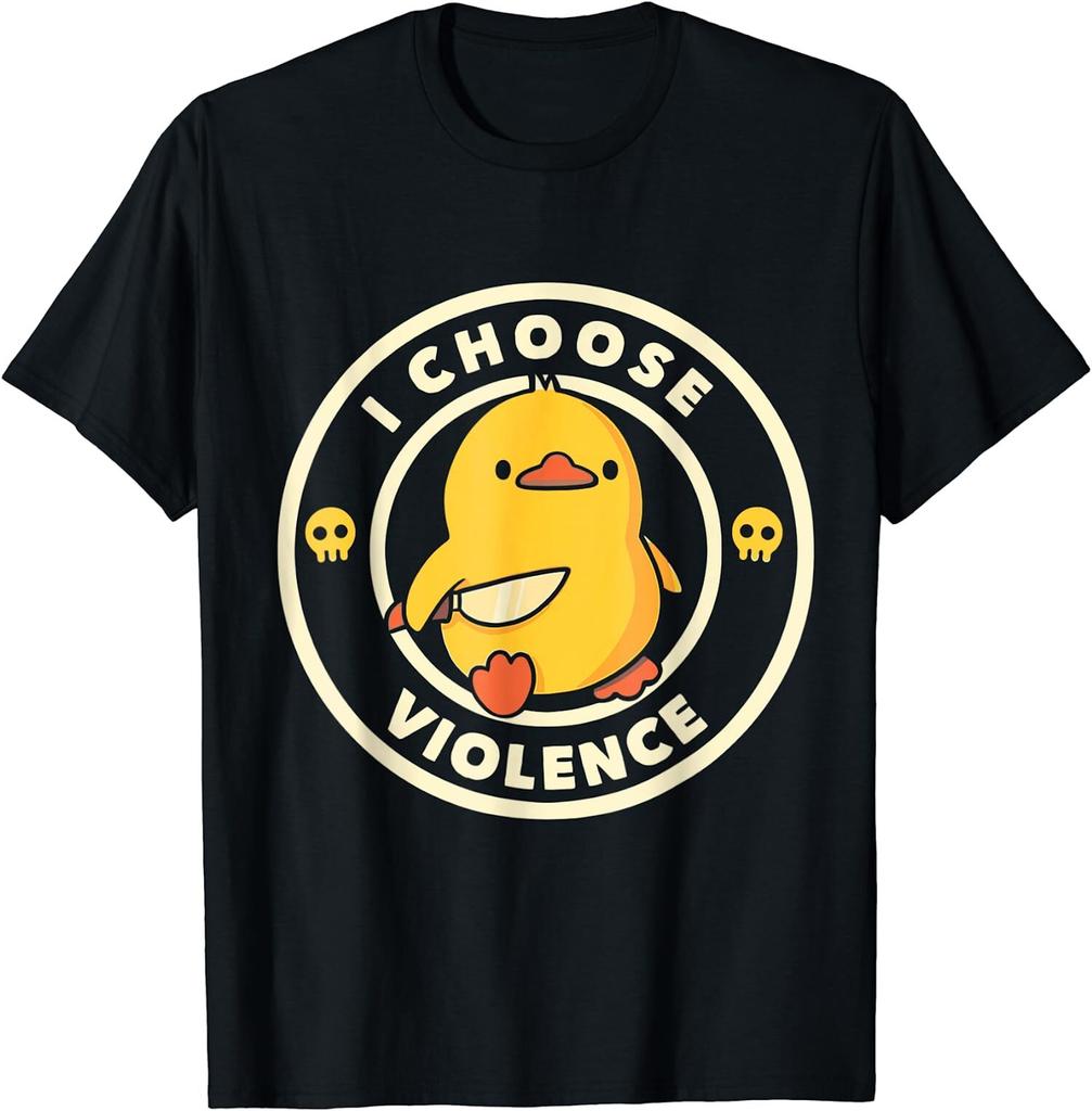 New Limited I Choose Violence Funny Duck Holding Knife T-Shirt