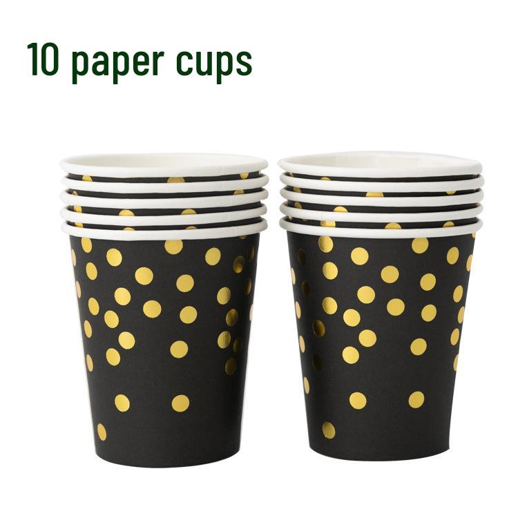 

Набор столовой посуды в черный горошек: Штампованные бумажные стаканчики, тарелки, салфетки для вечеринок