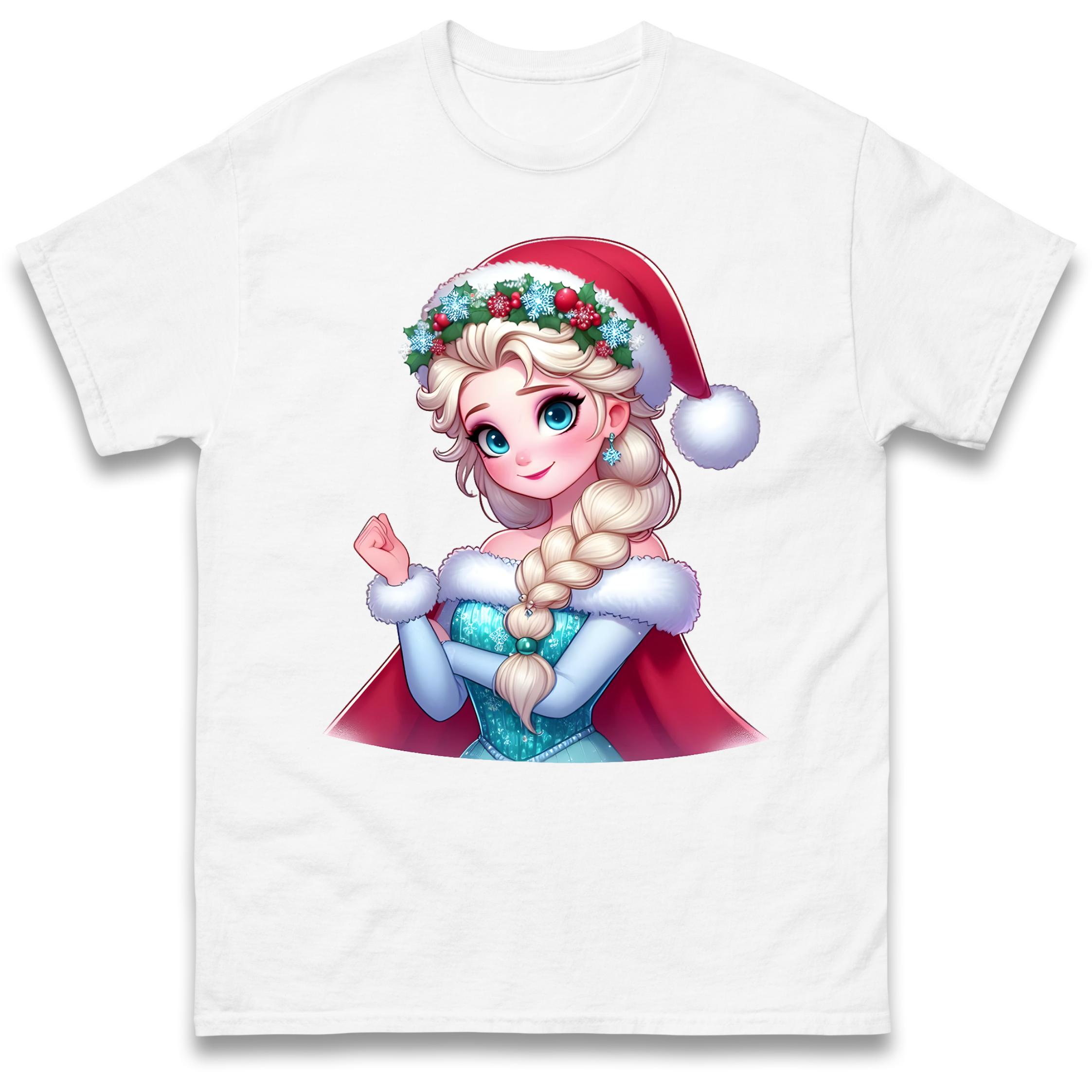 Elsa Frozen Santa T-Shirt Tshirt Mens Womens Tops Unisex Tees 100% Cotton 3XL