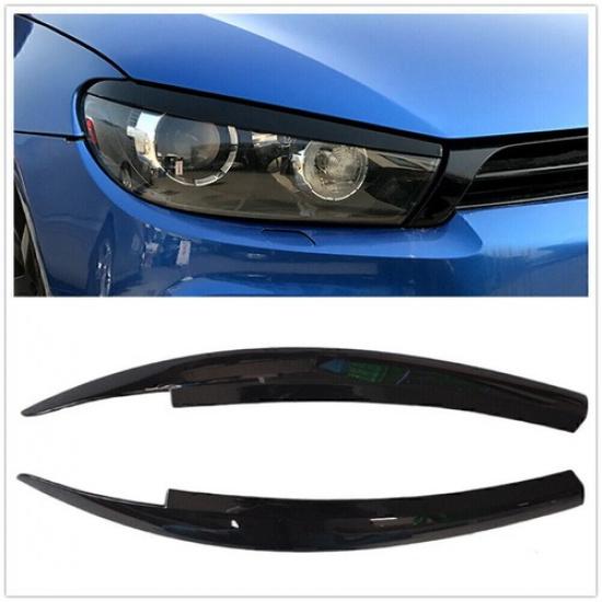 

Car Head Light Lamp Eyebrow Eyelid Cover Trim Black For VW Scirocco 2008-17 2016