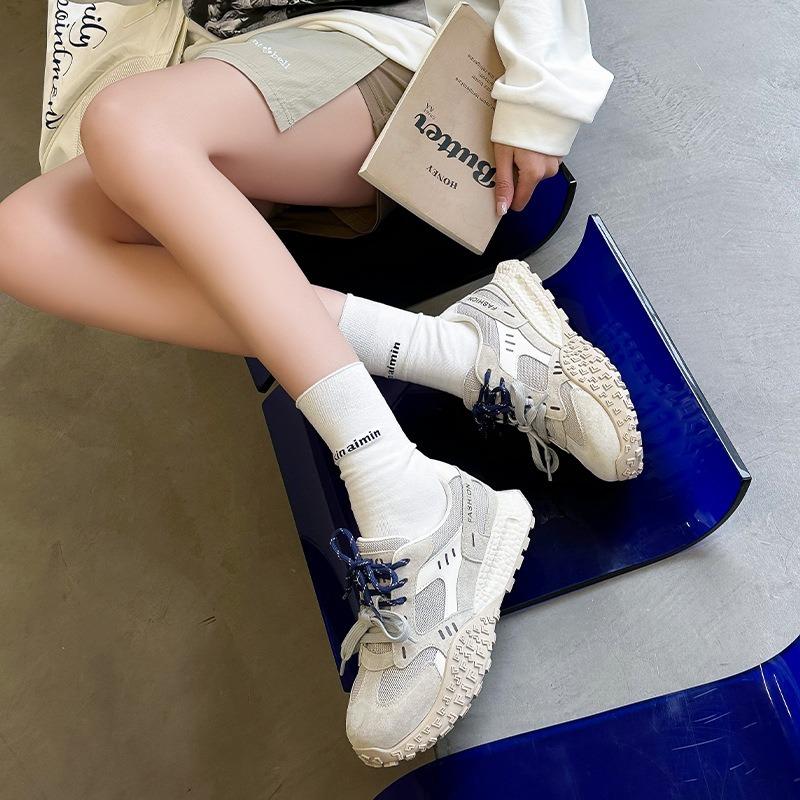 Muffin platform women's spring and summer leather mesh breathable sports shoes versatile and casual