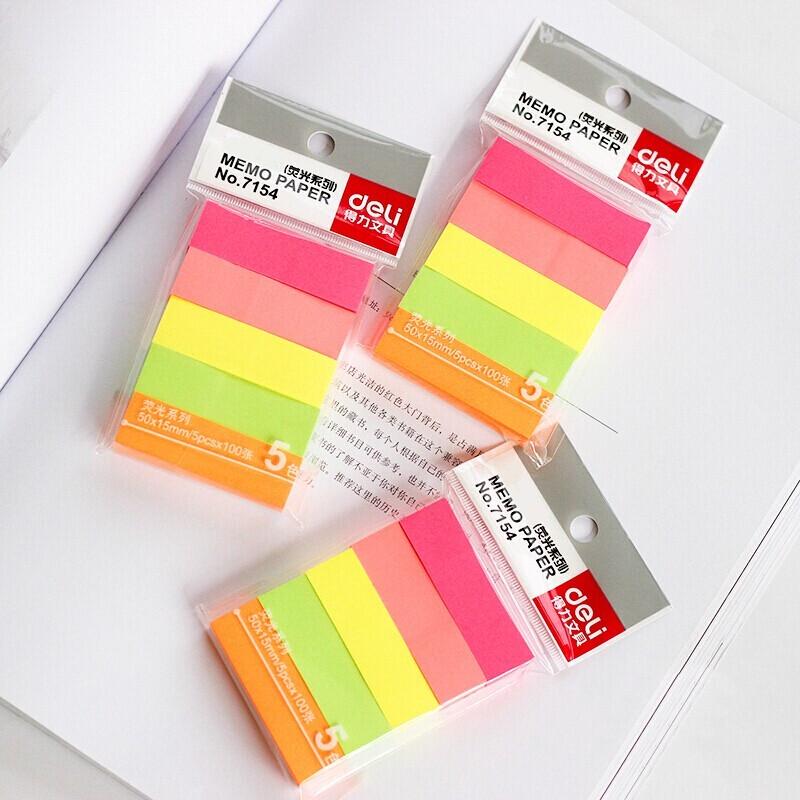 Deli 7154 Fluorescent Memo Index Tabs смешанные/цветная упаковка 10 шт.
