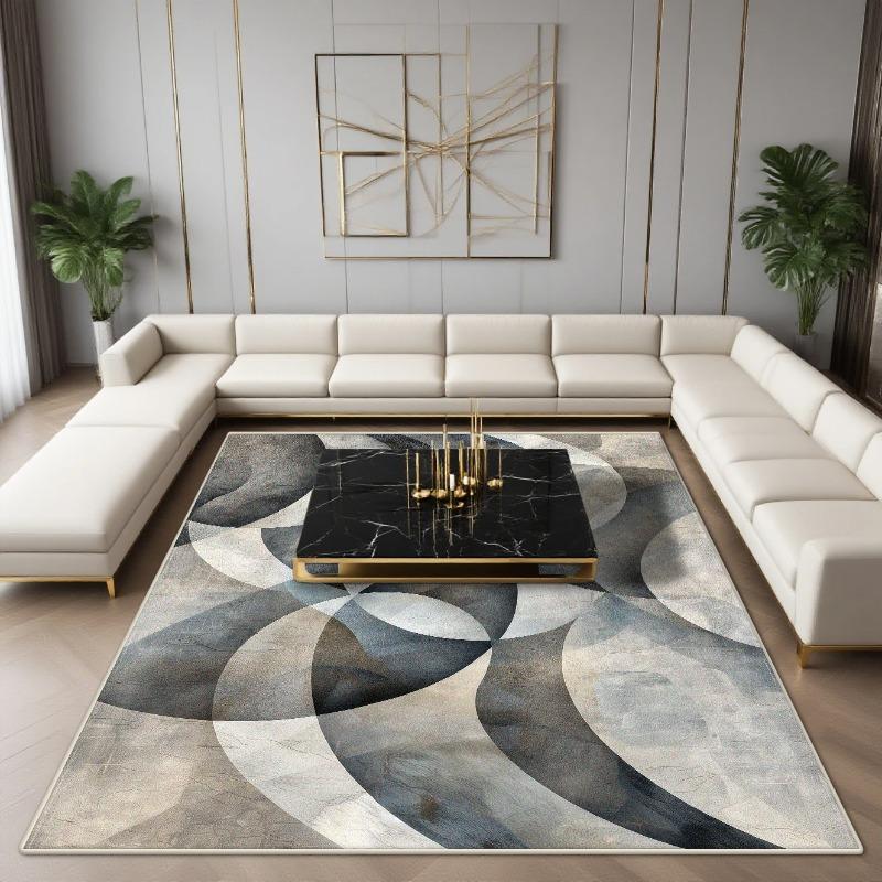Alfombra Geométrica Abstracta de Lujo Moderno para Sala de Estar Diseño Negro Dorado Decoración del Hogar Interior Alfombra de Área Grande Decoración del Hogar de Lujo