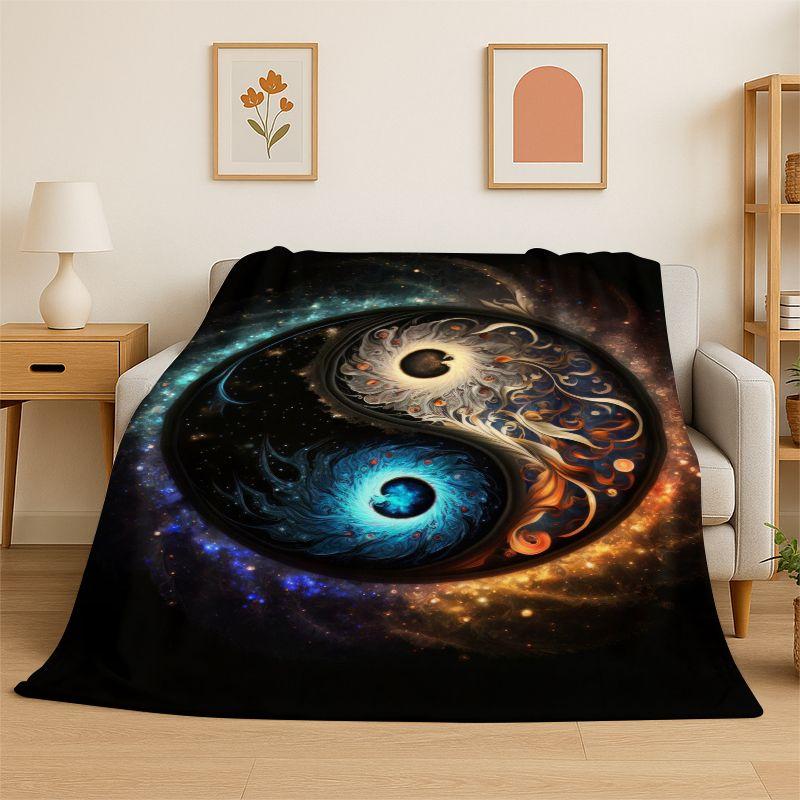 Meditation Yin Yang Tai Chi Bagua Yoga Flannel Blanket Soft Throw Blanket for Bedroom Living Room Bed Travel Camping Picnic Nap