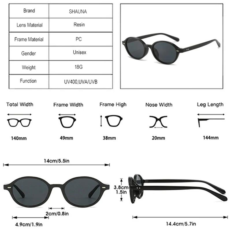 SHAUNA Retro Small Oval Men Rivets Sunglasses Fashion Women Dark Green Sun Glasses