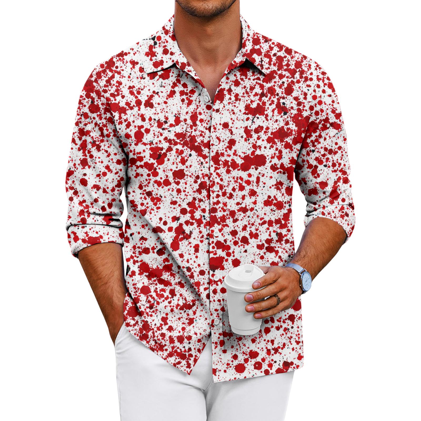 

Мужская повседневная рубашка с длинным рукавом свободного кроя на пуговицах XXL красный