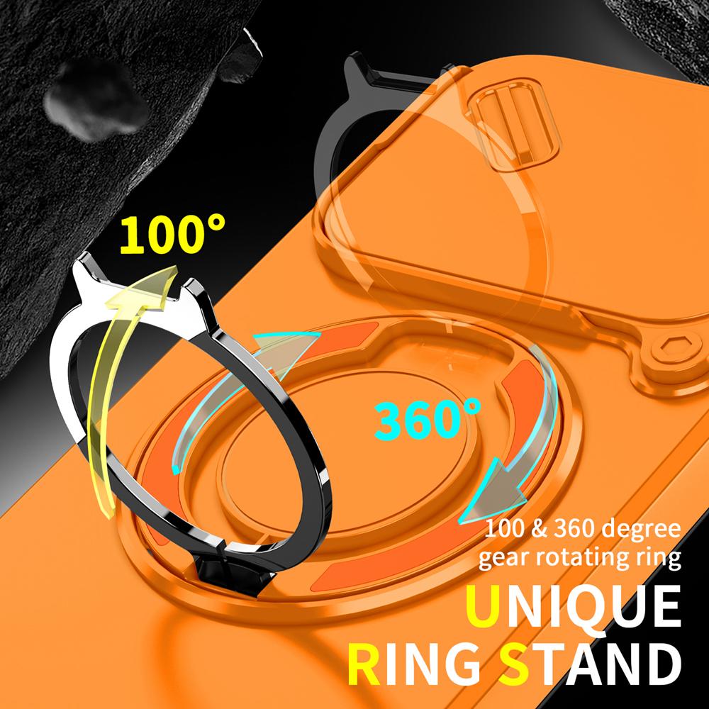 KEYSION 360° Rotating Ring Stand Phone Case for Xiaomi 17T 17T Pro 5G Slide Camera Protection Magnetic Shockproof Back Cover