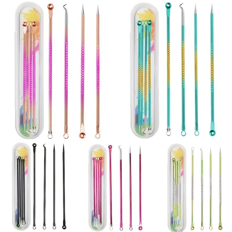4PCS Stainless Steel Blackhead Remover Tool Kit Professional Comedone Acne Extractor for Pore Cleaning Face Nose Skin Care