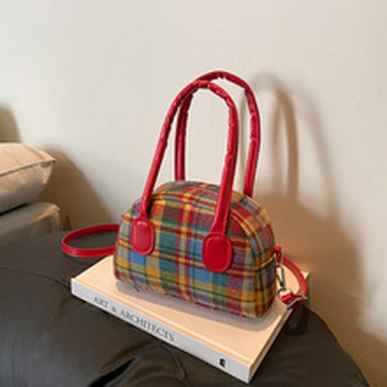 2025 Koreanischer Designer Damen Karomuster Umhänge- & Handtasche