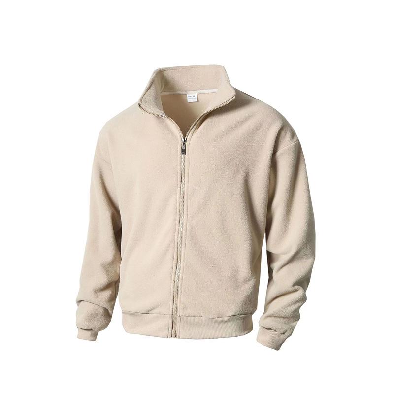 Men s Autumn/Winter Fleece-Lined Stand Collar Hoodie Jacket Double Extra Large