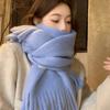 Long Tassel Winter Cashmere Scarves Plush Long Shawl Classic Winter Wool Scarf  Girl