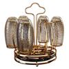 Large Capacity Cup Holder with Water Drain Tray 360° Rotation Glass Cup Storage Rack  Bar