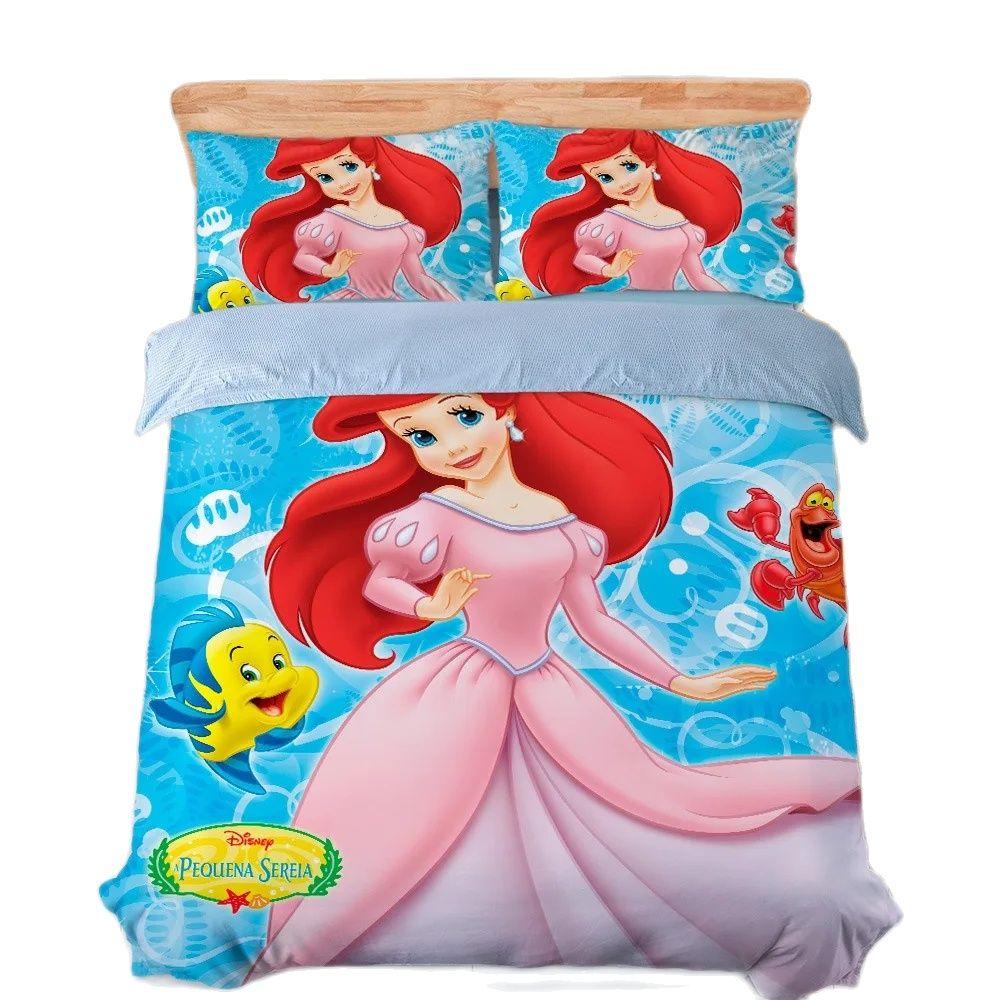 Arielle Bettwäsche Set Cartoon 3D Gedruckt Prinzessin Ariel Bettbezug Kissenbezüge Bettdeckenbezug