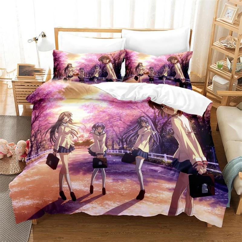 Anime Clannad Nagisa Furukawa Duvet Cover Bedding Comforter Sets Soft Quilt Cover and Pillowcases Single/Double/Queen/King
