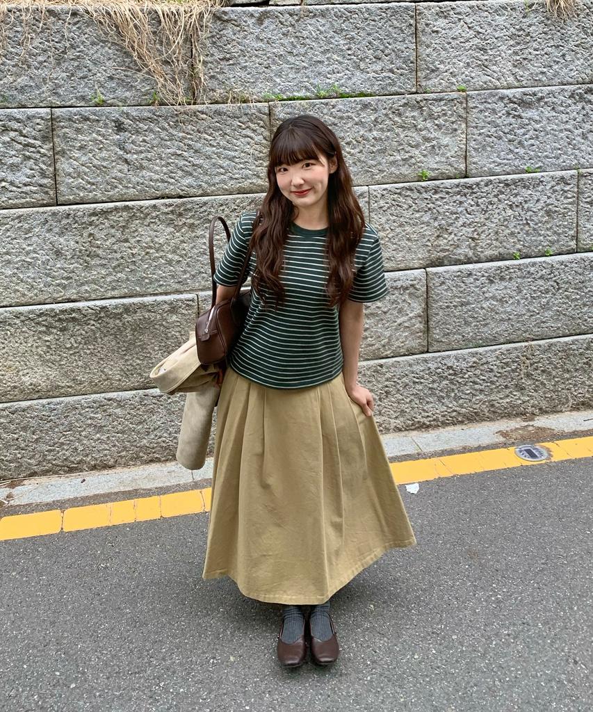 KIIMUIR (Women) Striped Short Sleeve T-Shirt_Green