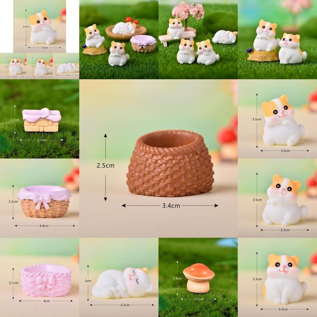 Entzückende getigerte Katze aus Harz für DIY Miniaturgartendekoration