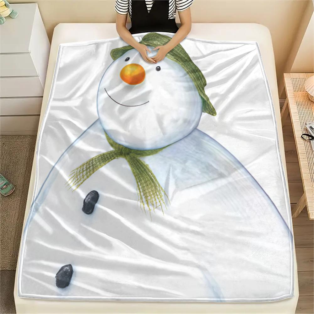 1PC The Snowman Print Flannel Blanket, High quality All Seasons, Home Decor, Warmth and Comfort, Perfect for Christmas Gifts