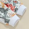Toddler Girls Fall Outfits Floral Print Long Sleeve Sweatshirt and Elastic Sweatpants Set Baby Cute 2 Piece Clothes