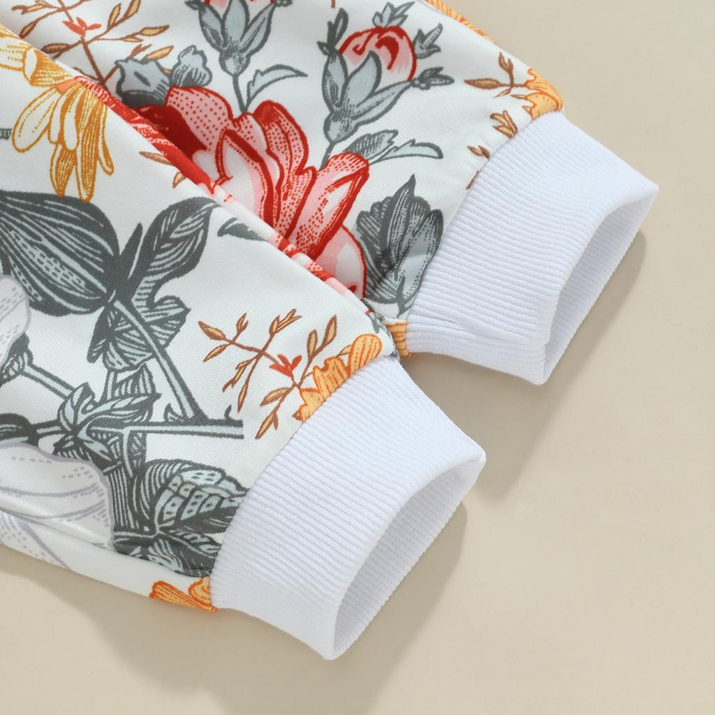 Toddler Girls Fall Outfits Floral Print Long Sleeve Sweatshirt and Elastic Sweatpants Set Baby Cute 2 Piece Clothes