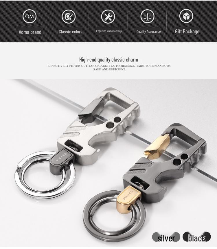 Aoma Customizable Men's Stainless Steel Keychain with Belt Loop Pendant