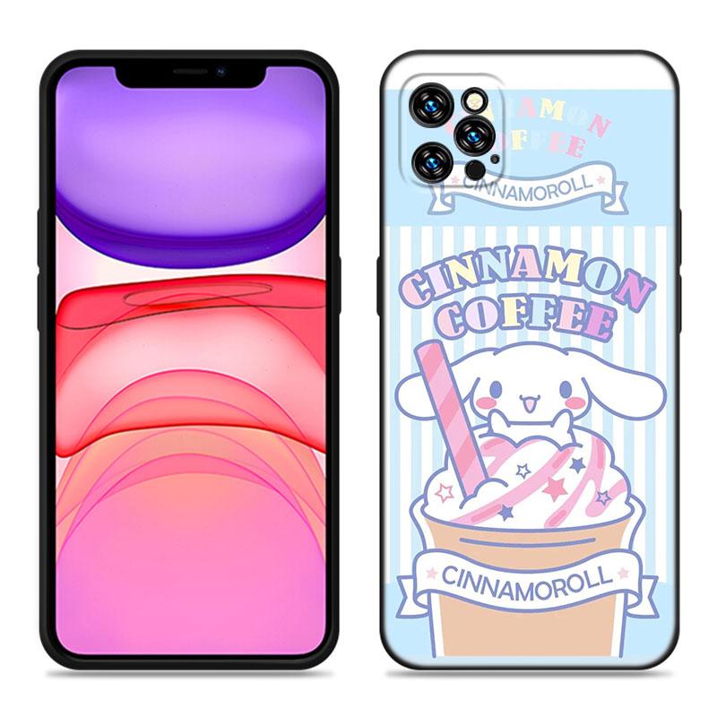 Husă de Telefon Kawaii Cinnamoroll Pentru Apple iPhone 12 13 Mini 11 14 15 Pro Max 7 8 Plus X XR XS SE 2020 2022 Husă Neagră din Silicon