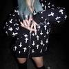 Y2K Autumn and Winter Cross Print Men's and Women's Loose Casual Cardigan Hooded Sweatshirt
