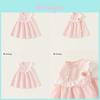Vestito estivo in cotone a quadretti con pizzo senza maniche per bambine piccole