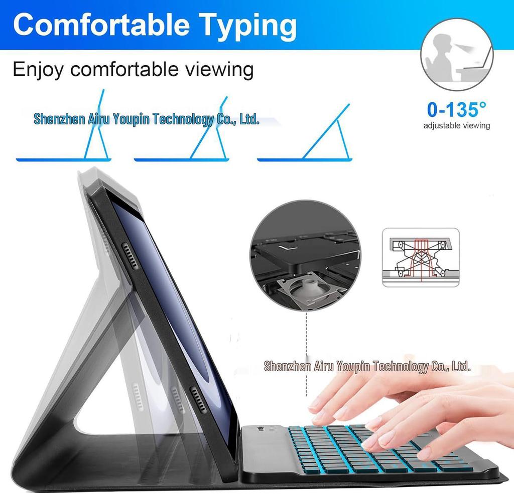 Suitable for Samsung A9 Plus Tablet: 11+ Bluetooth Keyboard with Backlit RGB and Leather Protective Case S789 10FE.