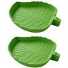 Molded Plant-Form Bowl Pair for Small Herps, Textured Plastic Dishes with Open Interiors for Food or Drinking Water