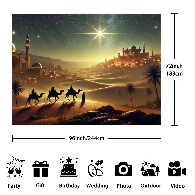Arabian Nights Starry Desert Scene Background - Perfect for Theme Photography, Event Decoration, and Studio Shooting