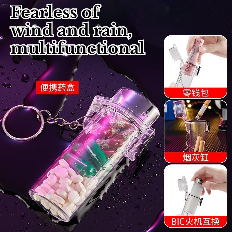 A Blue Flame Lighter That Is Not Afraid of Wind and Rain with One Machine and Five Uses Creative Transparent Smoking Accessories