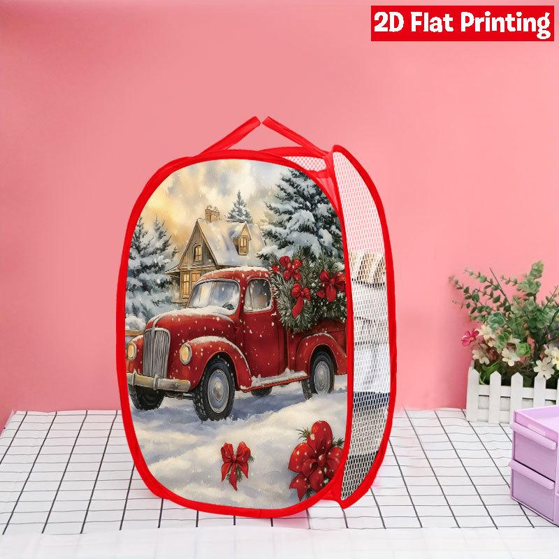 1Pcs Christmas Cardinal Pop-Up Laundry Hamper Expandable Mesh Hamper Basket for Room Bedroom Bathroom Organization Contemporary Storage