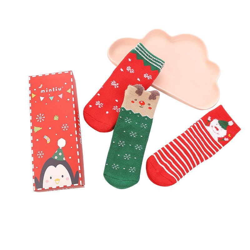 3Pairs/lot Christmas Baby Boy Socks Winter Fashion Socks Santa Claus Elk Cotton Snowman Infant Girl Socks Autumn Kids Sock