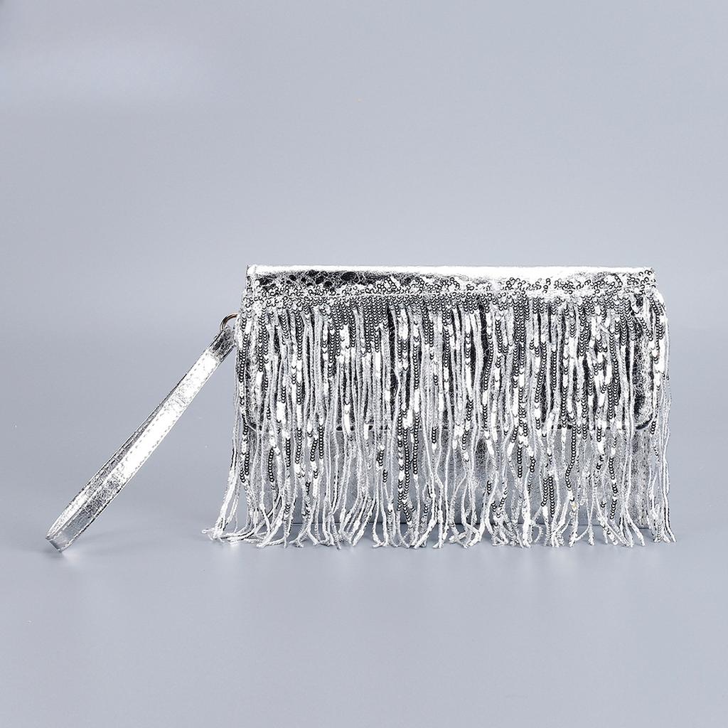 Women's Sequins & Fringe Evening Clutch - Bohemian Unique Woven Straw Beaded Handbag with Luxury Texture for Wedding & Party Outfits