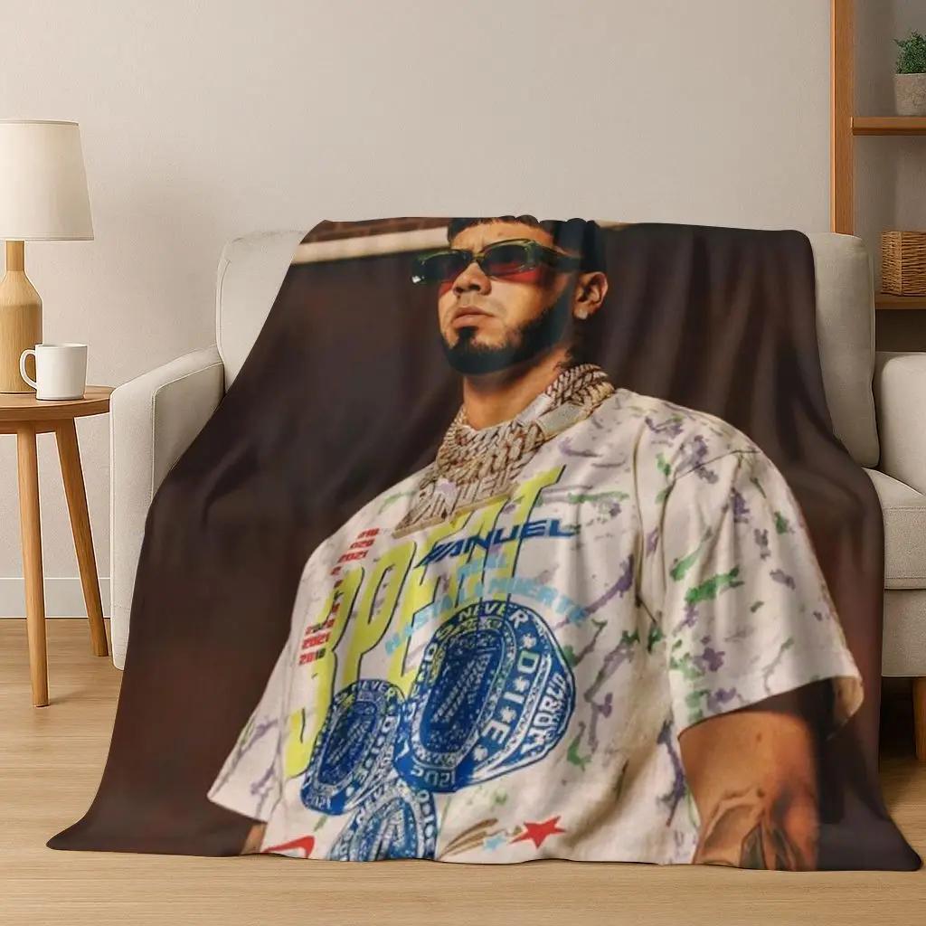 Free Anuel AA Rapper Hip Hop Singer Star Flannel Blanket Soft Warm Throw Blanket for Bedroom Living Room Bed Camping Picnic Gift