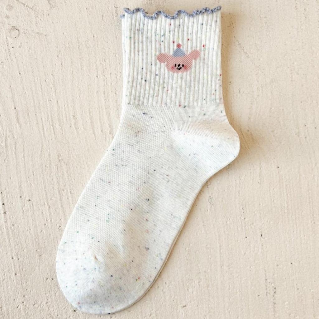 Spring & Summer Women's Cartoon Anime Mesh Socks - Breathable, Seamless, Ruffled Dot Gauze, Japanese Style Student Socks