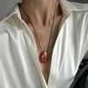 Handmade Irregular Stone Necklace with Adjustable Rope Cord Black Rope Sweater Chain for Daily Wear Comfortable Fit