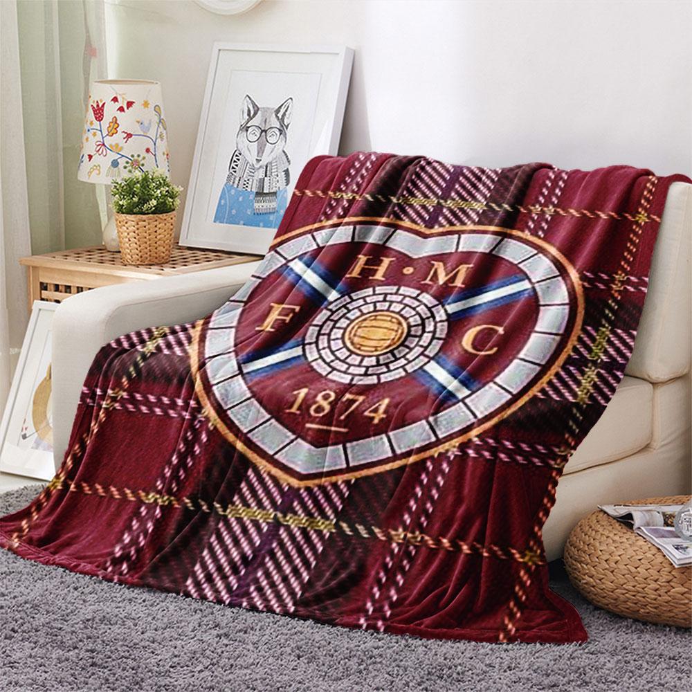 1 pièce Couverture en flanelle à motif du Heart of Midlothian Football Club Convient à toutes les saisons pour la décoration intérieure Chaleur et confort Cadeaux Cadeau de vacances