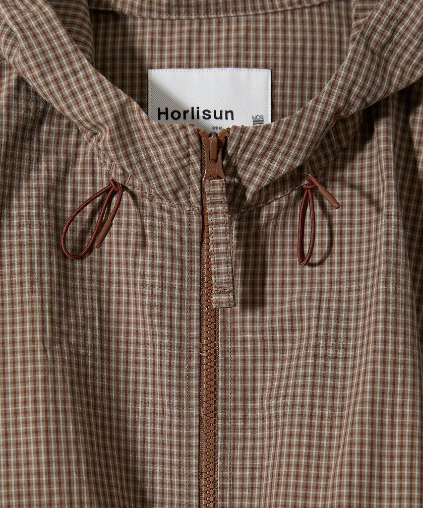 Horlisun Breeze Typewriter Check Hood Jacket Beige
