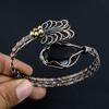 Black Onyx Bangle, 999 Copper Wire Wrapped Gemstone Jewelry, Handmade Bangle For Thanksgiving