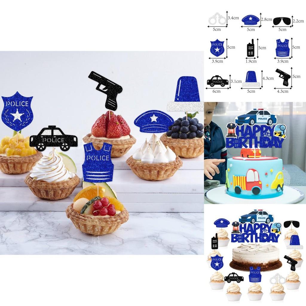 Police Birthday Cake Decoration Plugin With Paper Toppers For Party And Photography
